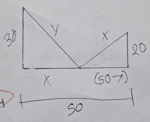 30 Y
X
20
X
(50-x)
so