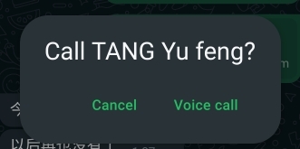 Call TANG Yu feng? η 
Cancel Voice call