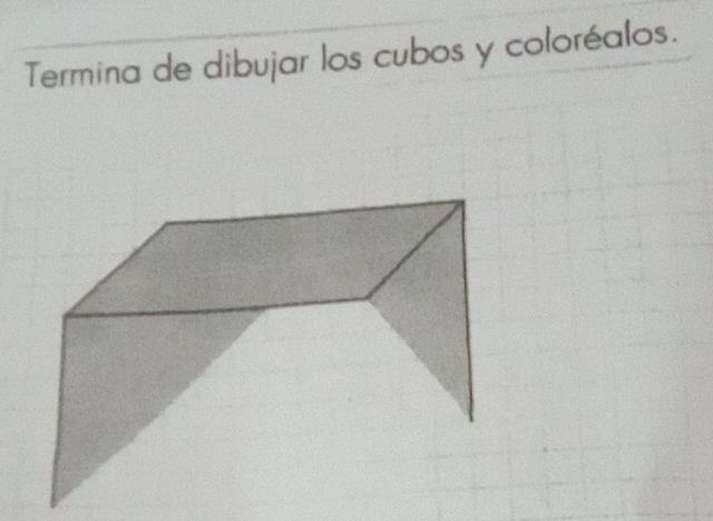 Termina de dibujar los cubos y coloréalos.