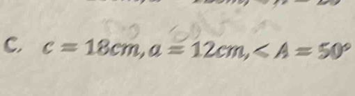 c=18cm, a=12cm,