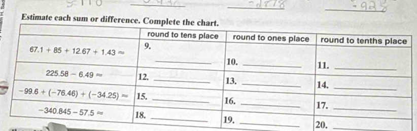 Estimate each sum or diff
_