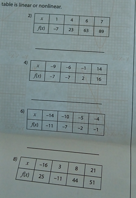 table is linear or nonlinear.
_
_
_