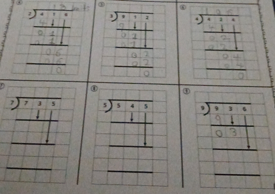 ③ 

① 
④
beginarrayr 2encloselongdiv 7375^61^(□)endarray beginarrayr 5encloselongdiv 5 4/5   1/□   hline endarray
□
frac 1