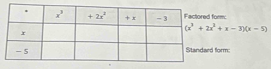 form:
(x^3+2x^2+x-3)(x-5)
d form: