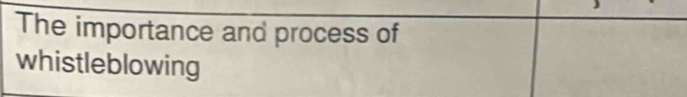 The importance and process of 
whistleblowing