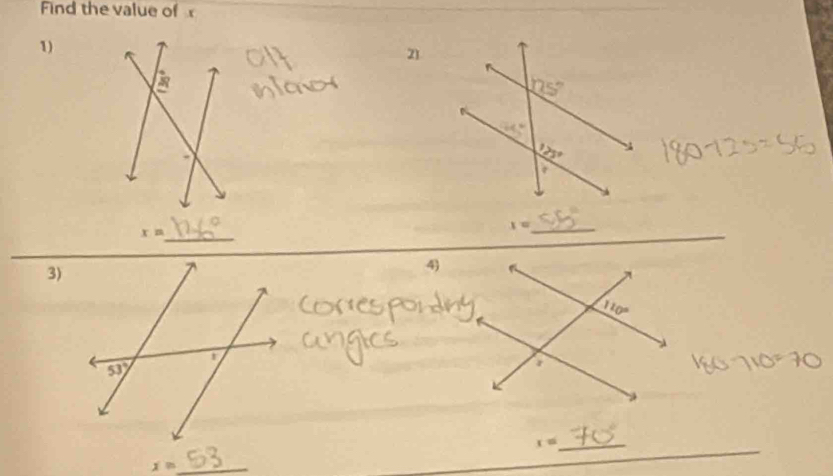 Find the value of 
1)
21
_ x=
_
_
x=
3)
4)
_ r=
_ x=