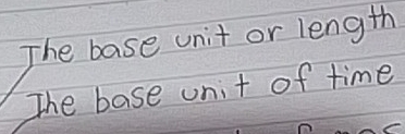 The base unit or length 
The base unit of time