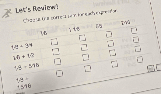 Let’s Review!
t sum for each expression