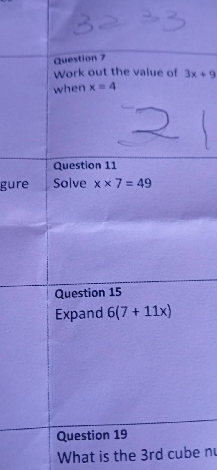 3x+9
gur
What is the 3rd cube n