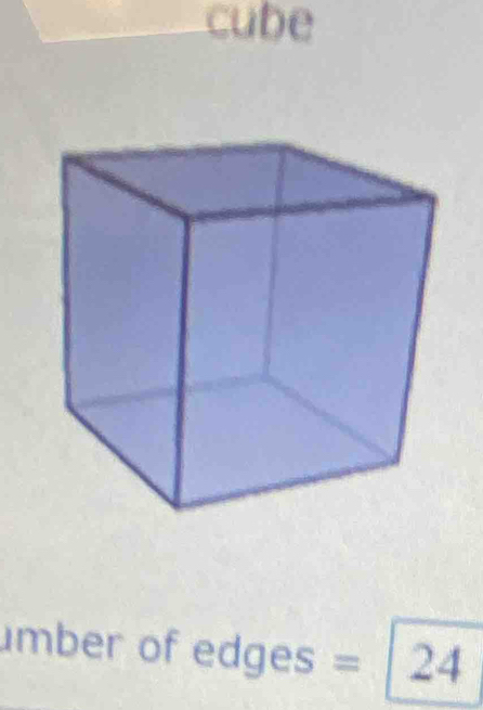 cube 
mber of edges = 24