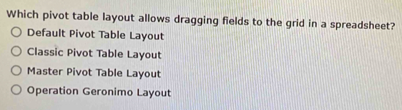 Solved: Which pivot table layout allows dragging fields to the grid in ...