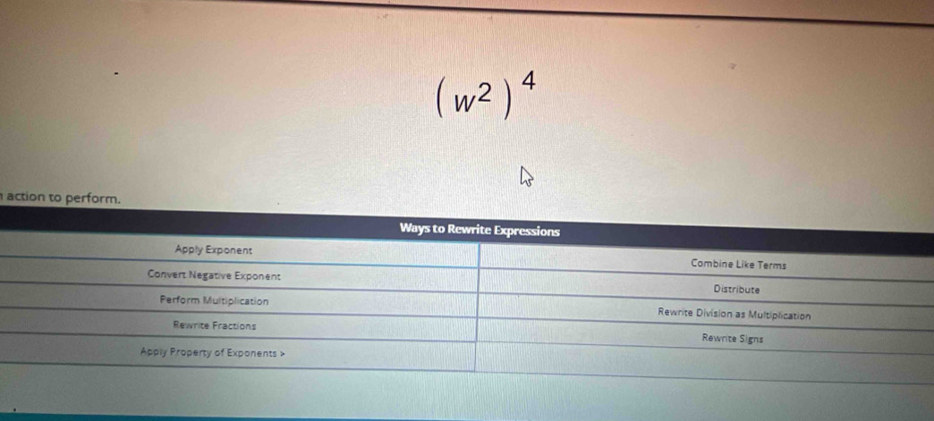 (w^2)^4
action to perform.