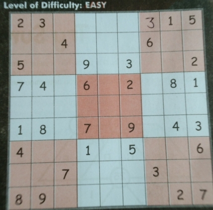 Level of Difficulty: EASY
8
7