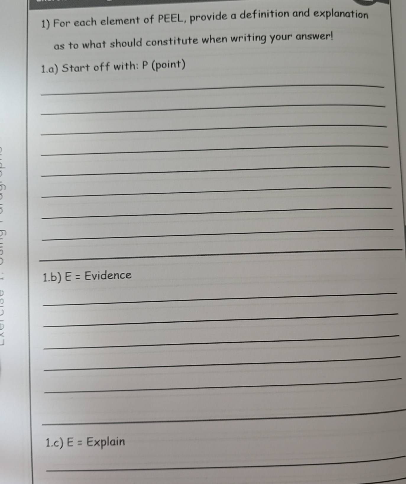 Solved: For each element of PEEL, provide a definition and explanation ...