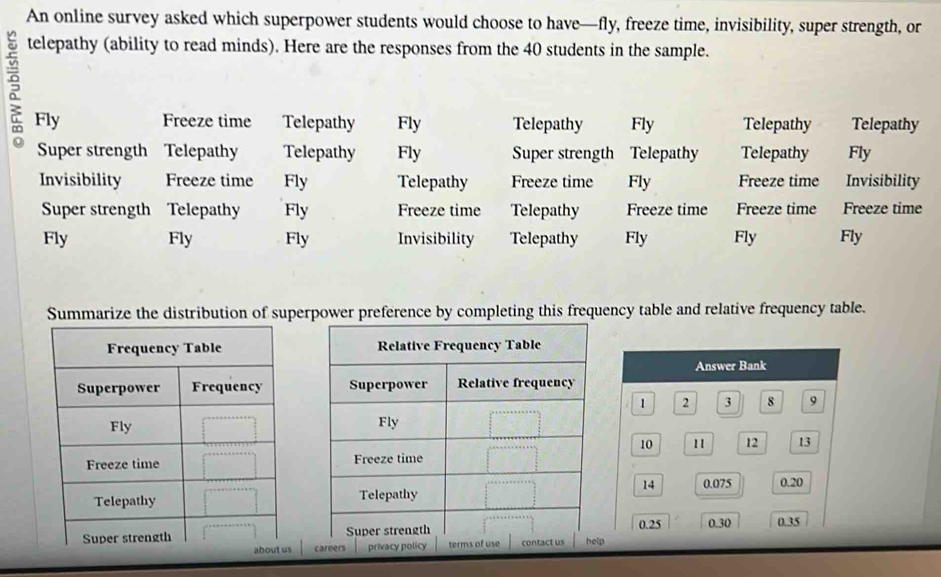 An online survey asked which superpower students would choose to have ...