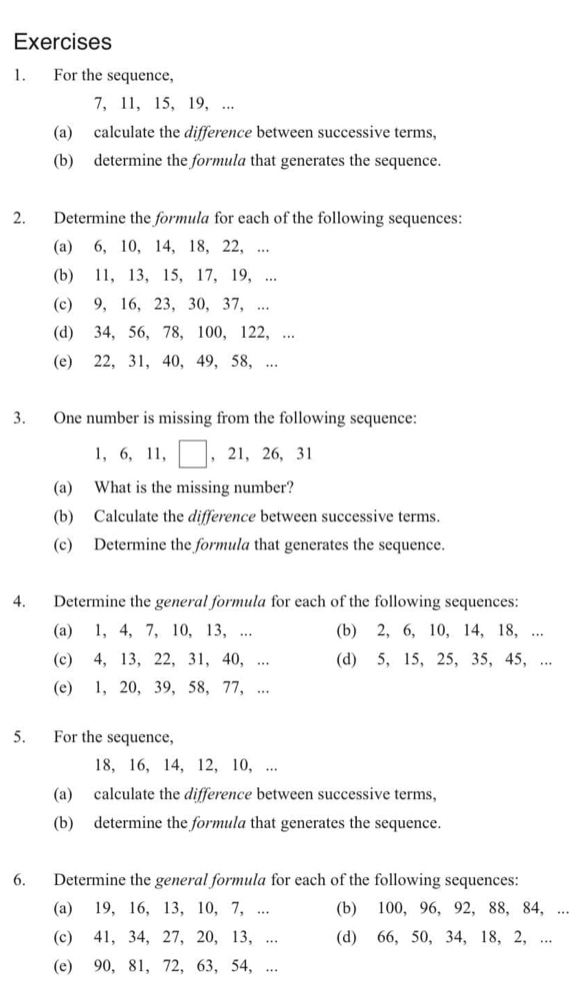 Solved: For the sequence, 7, 11, 15, 19, ... (a) calculate the ...