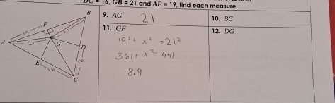 -16, GB=21 and AF=19 find each me