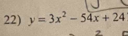 y=3x^2-54x+24