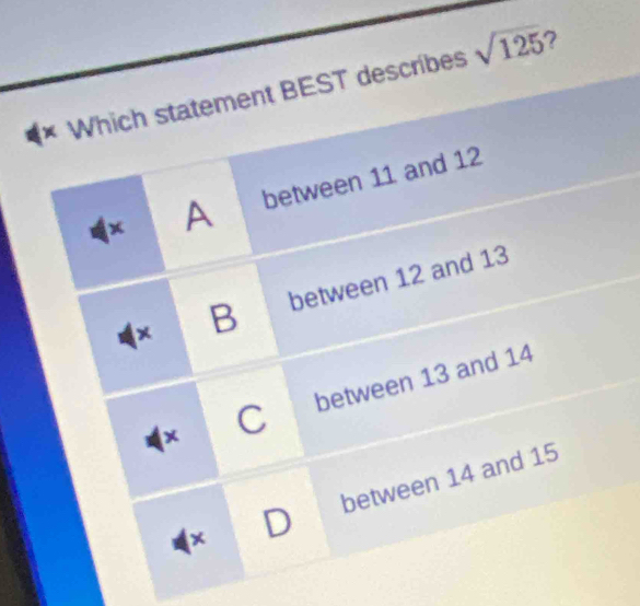 BEST describes sqrt(125) 7