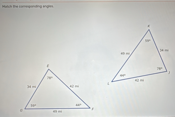 Match the corresponding angles.