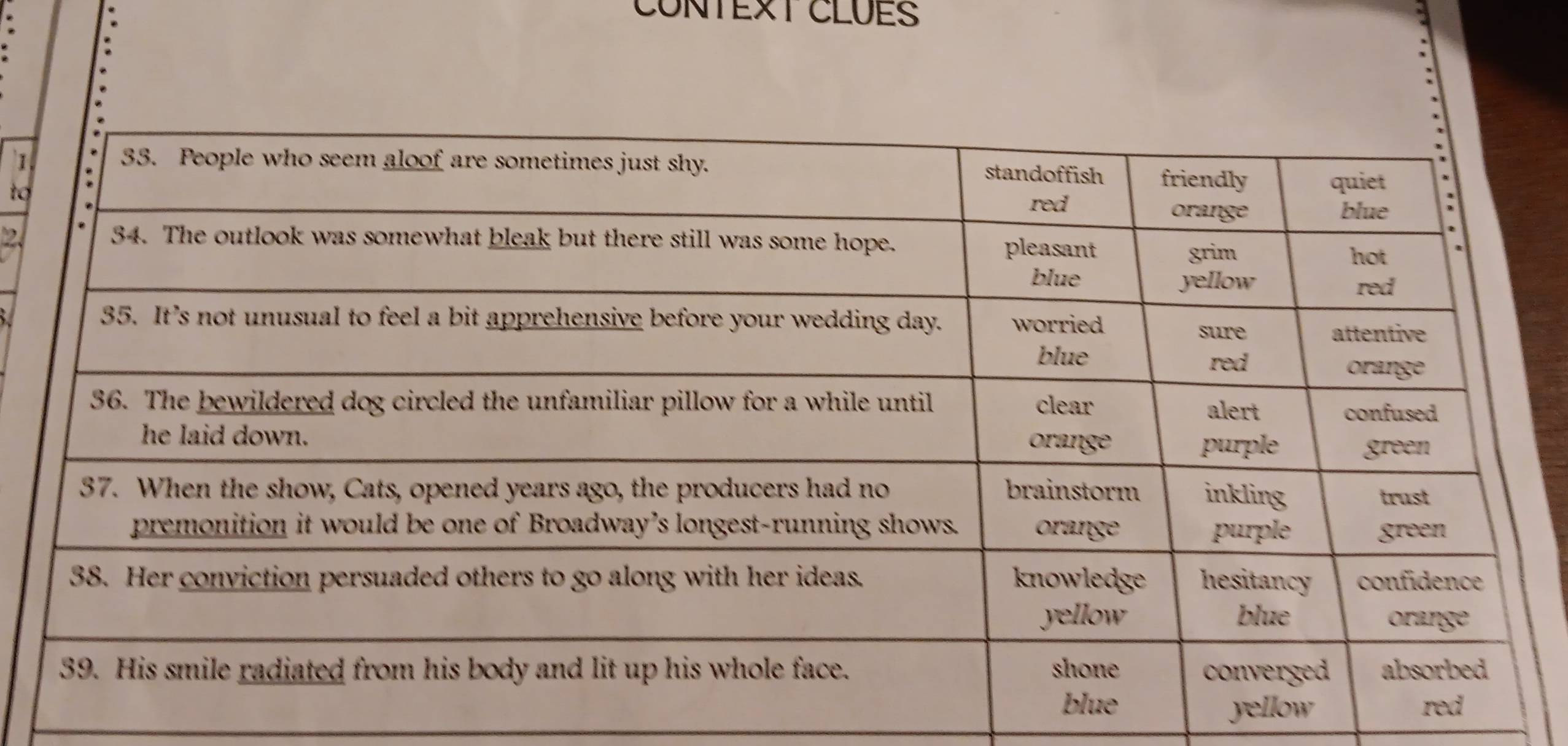 CONTEXT CLUES 
`1 
to