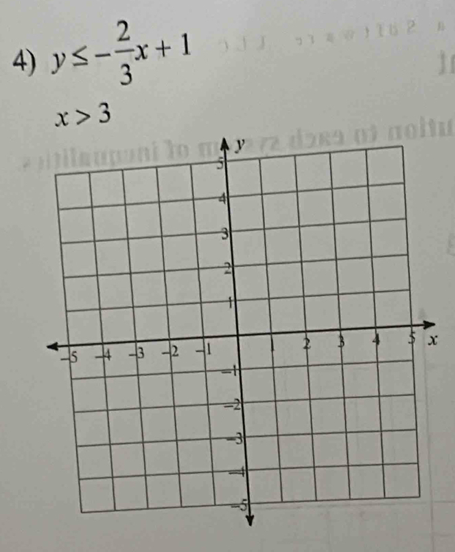 y≤ - 2/3 x+1
x>3
x