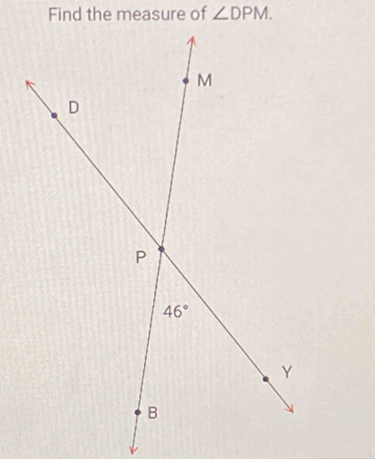 Find the measure of ∠ DPM.