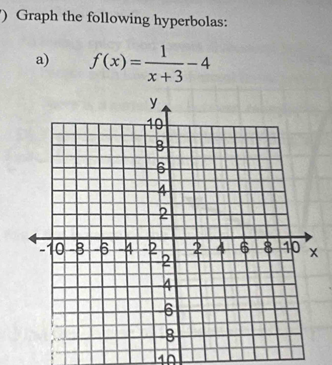 ) Graph the following hyperbolas: 
a) f(x)= 1/x+3 -4
16