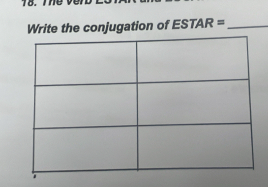 The 
Write the conjugation of ESTAR= _