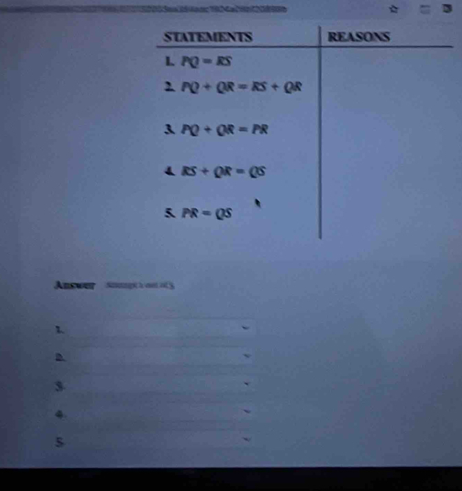 Answer sompt h an ol y
1
3
4.
5