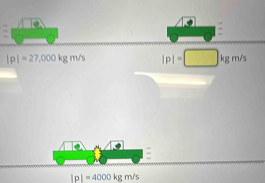 |p|=27,000kgm/s
|p|=□ kgm/s
|p|=4000kgm/s