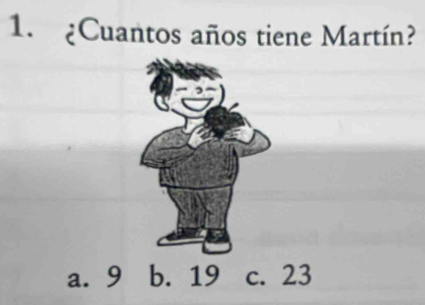 ¿Cuantos años tiene Martín?
a. 9 b. 19 c. 23