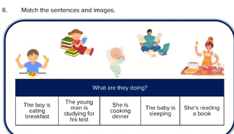 Match the sentences and images.