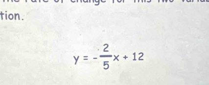 tion.
y=- 2/5 x+12