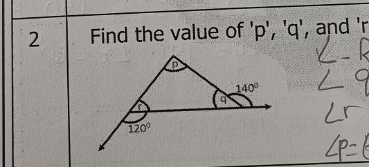 Find the value of 'p', 'q', and 'r