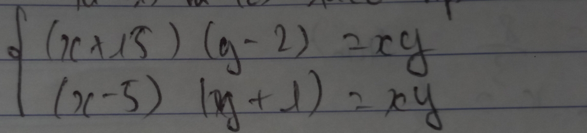  (x+15)(y-2)=xy
|(x-5)|y+1|=xy