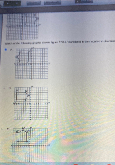 Which of the following graphs shows figure FGH17 translated in the negative x -direction