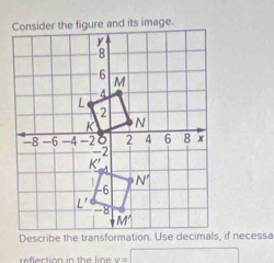 reflection in the line v
