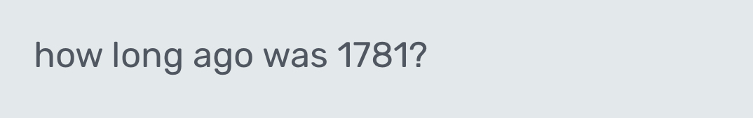 how long ago was 1781?