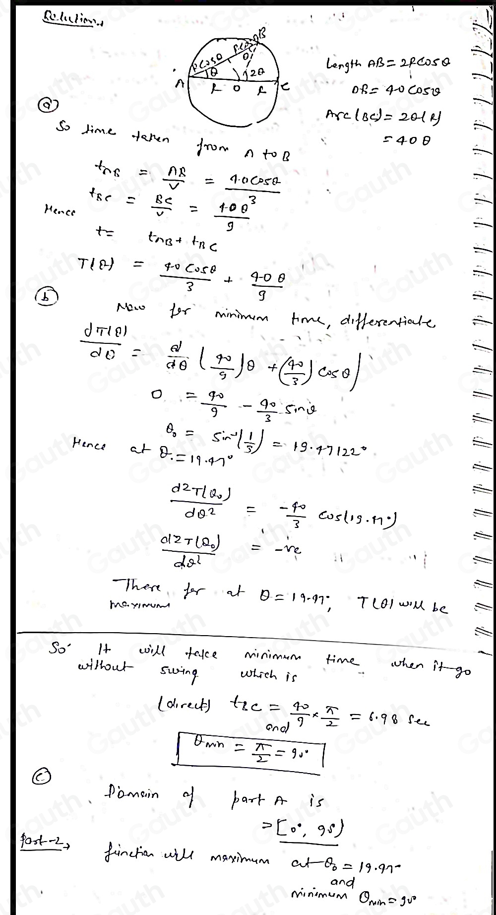Solved: A lifeguard is at point A of a circular pool with diameter 40 m ...
