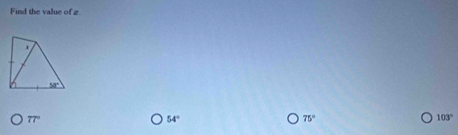 Find the value of 2
77°
54°
75°
103°