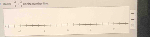 Madel - 2/4 + 3/4  on the number line.