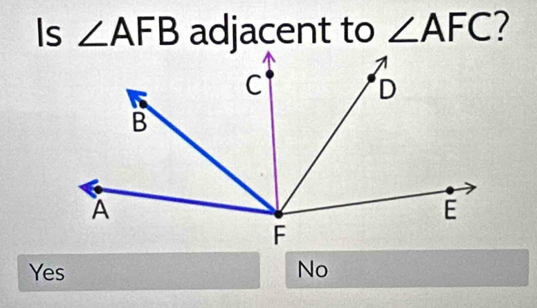 Is ∠ AFB adjacent to ∠ AFC
Yes No