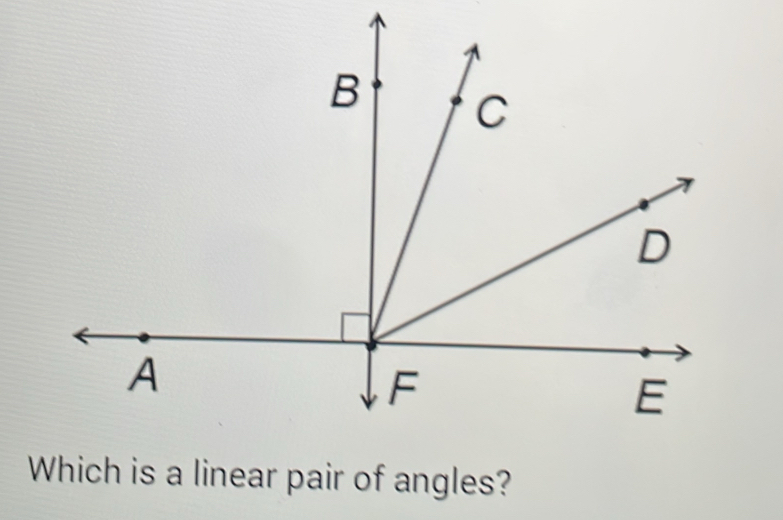 Which is a linear pair of angles?