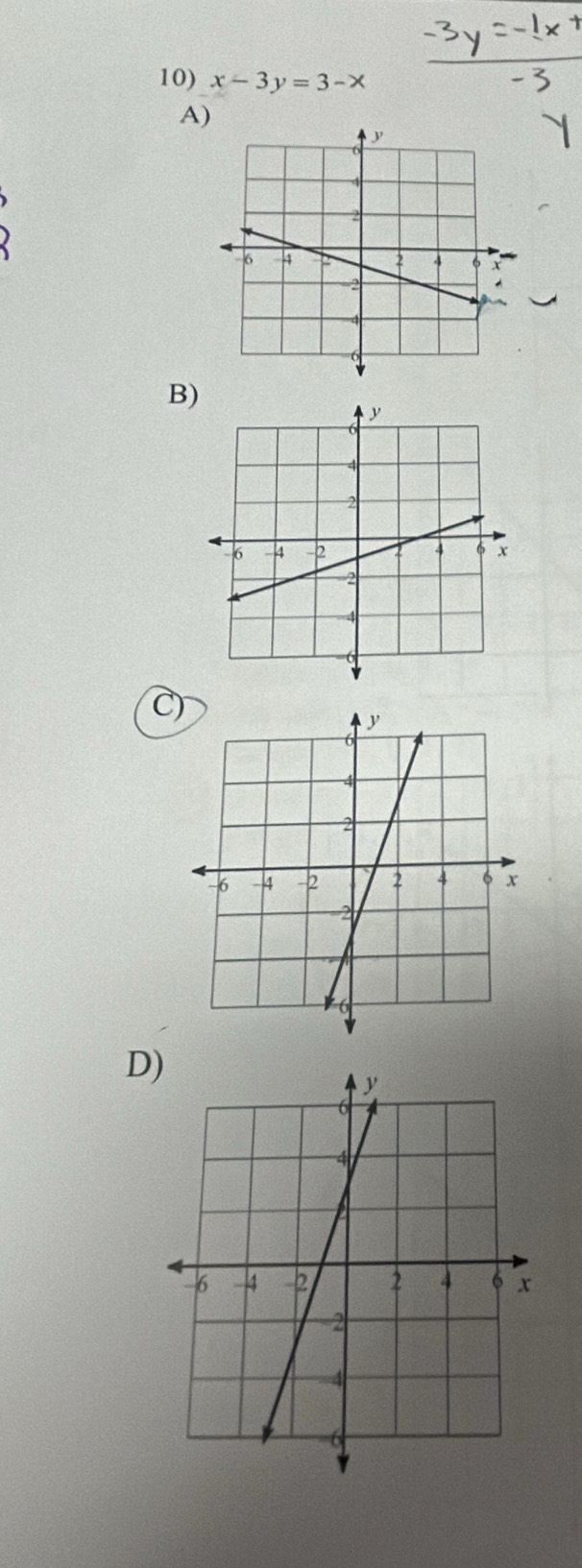 x-3y=3-x
A) 
B) 
C 
D