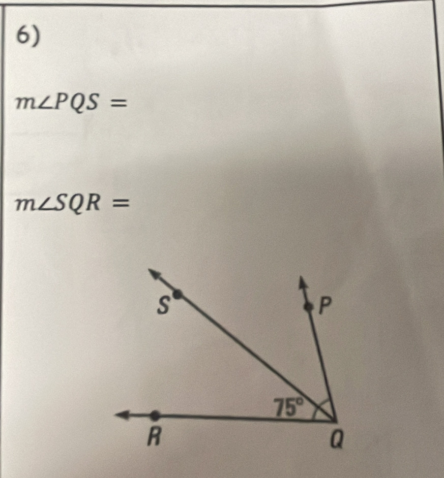 m∠ PQS=
m∠ SQR=