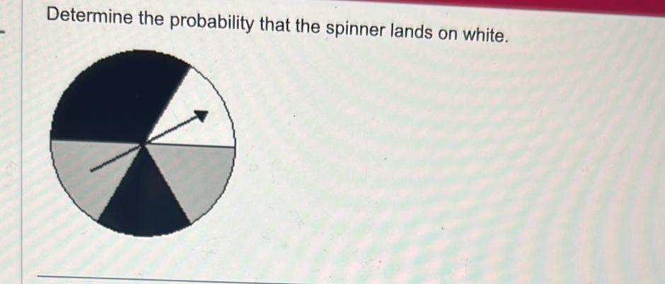 Determine the probability that the spinner lands on white.