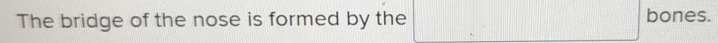 The bridge of the nose is formed by the 
bones.