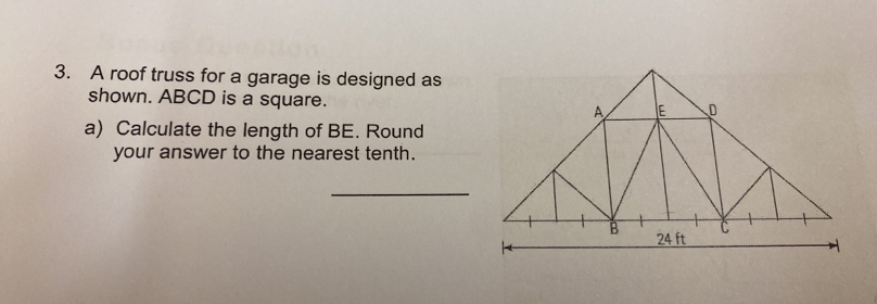 Solved: A roof truss for a garage is designed as shown. ABCD is a ...