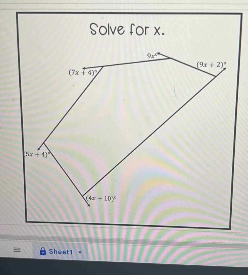 Solve for x.
Sheet1